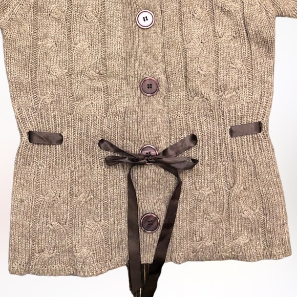 Maurices Beautiful Button Up Short Sleeve Short Sleeve Sweater w/Satin Tie Waist - Picture 5 of 6